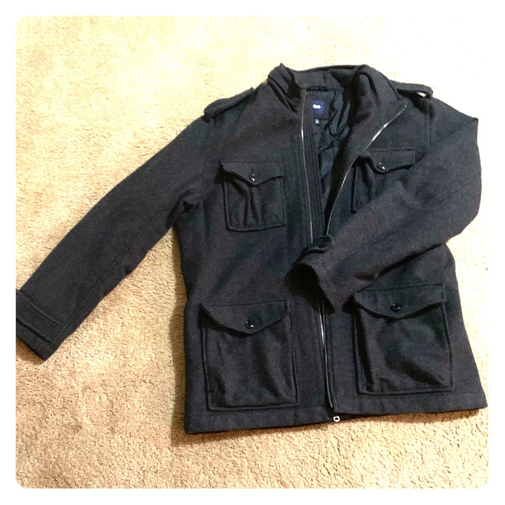 Men’s Gap Wool Coat- Dark Heather Gray